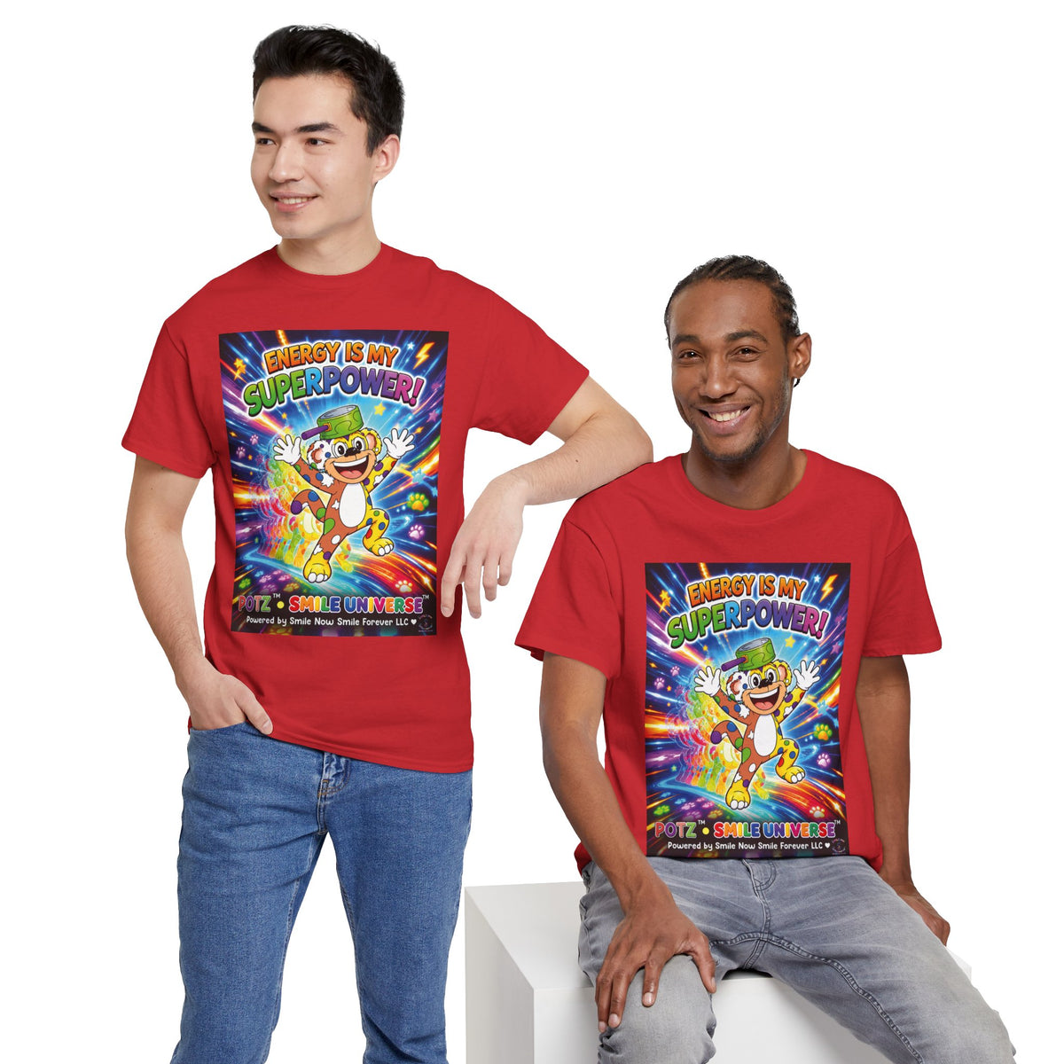 Potz™ Unisex Heavy Cotton™ Tee – "Energy is My Superpower!" Graphic Tee | Smile Universe Collection