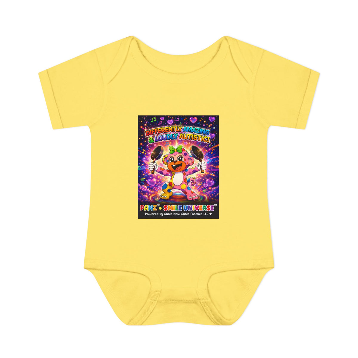 Panz™ Infant Baby Rib Bodysuit – "Differently Amazing & Loudly Autistic!" Graphic | Smile Universe Collection