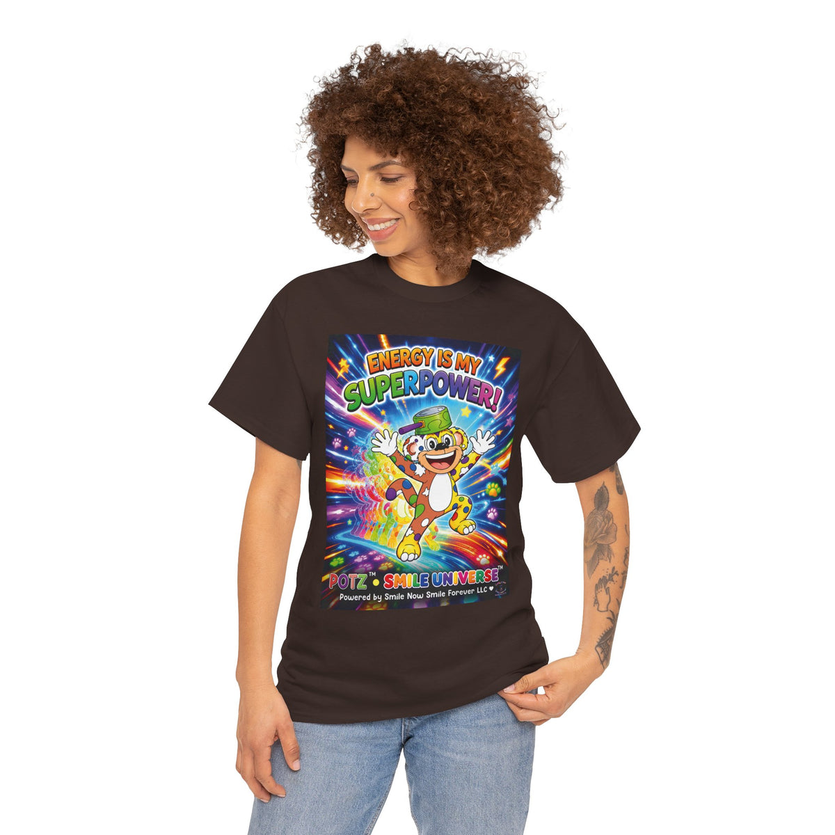 Potz™ Unisex Heavy Cotton™ Tee – "Energy is My Superpower!" Graphic Tee | Smile Universe Collection