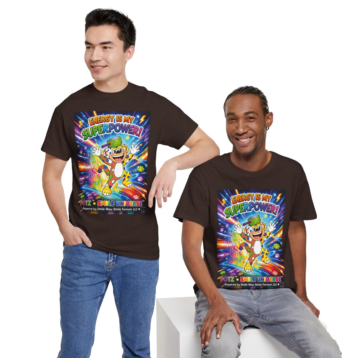 Potz™ Unisex Heavy Cotton™ Tee – "Energy is My Superpower!" Graphic Tee | Smile Universe Collection