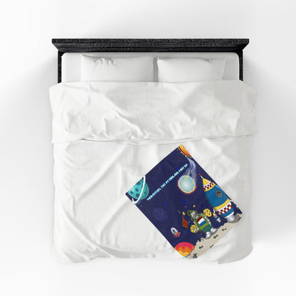 TuBz™ Velveteen Plush Blanket – "Houston, No Problem Here!" Graphic | Smile Universe Collection