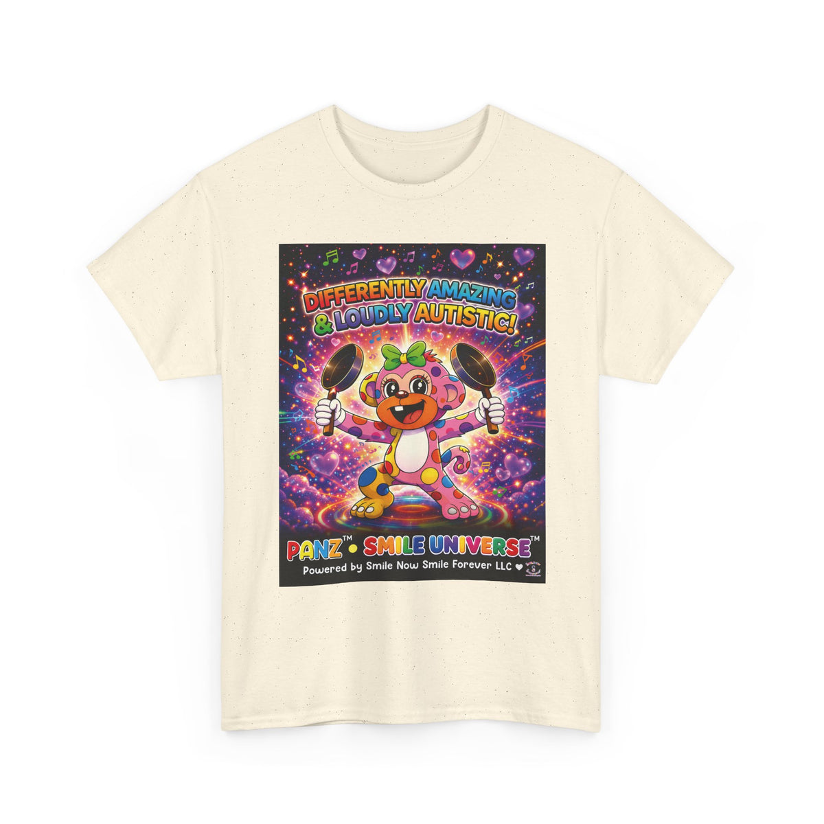 Panz™ Unisex Heavy Cotton™ Tee – "Differently Amazing & Loudly Autistic!" Graphic | Smile Universe Collection
