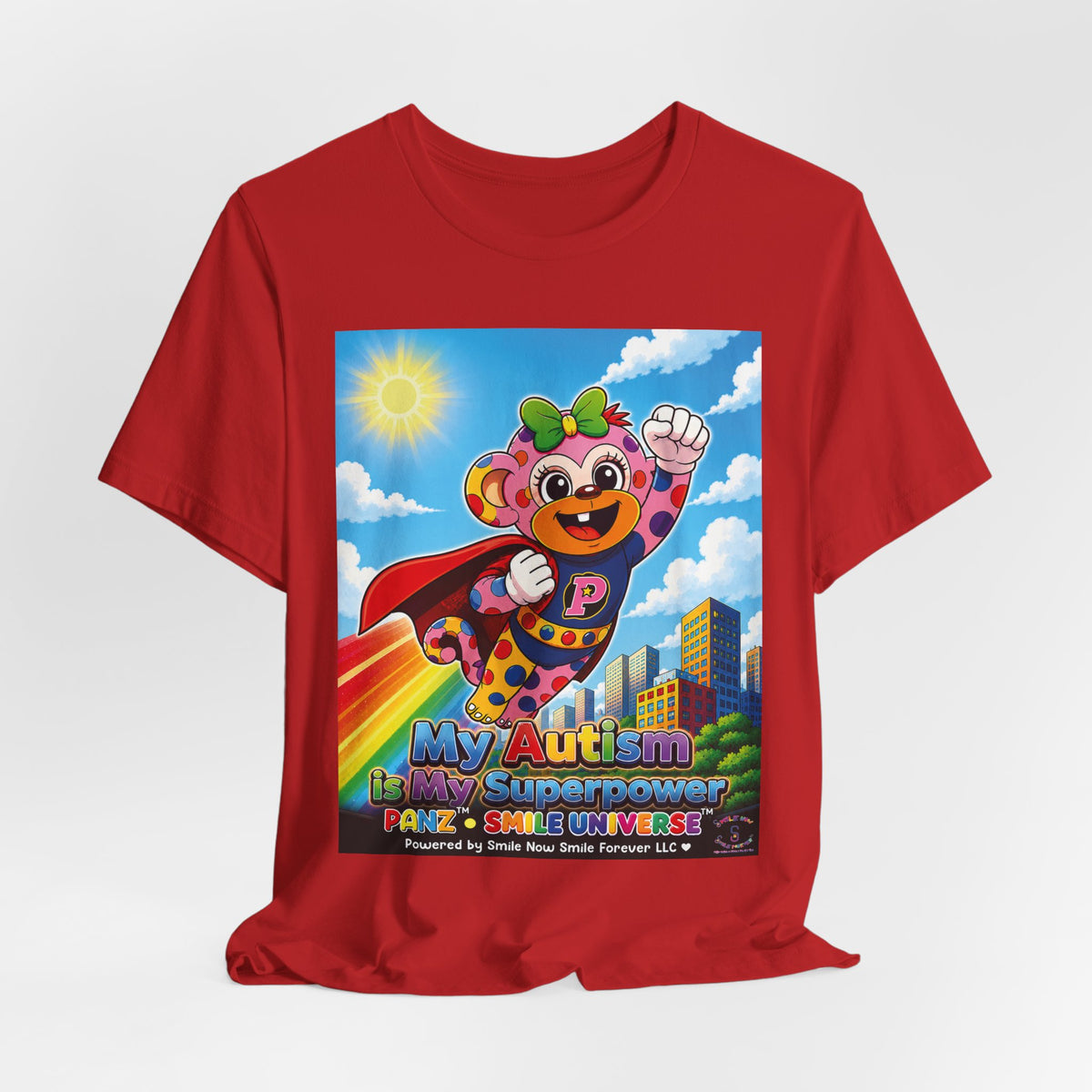 Panz™ Unisex Jersey Short Sleeve Tee – "My Autism is My Superpower" Graphic | Smile Universe Collection