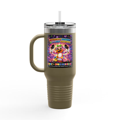 Panz™ 40oz Insulated Travel Mug – "Differently Amazing & Loudly Autistic!" Graphic | Smile Universe Collection