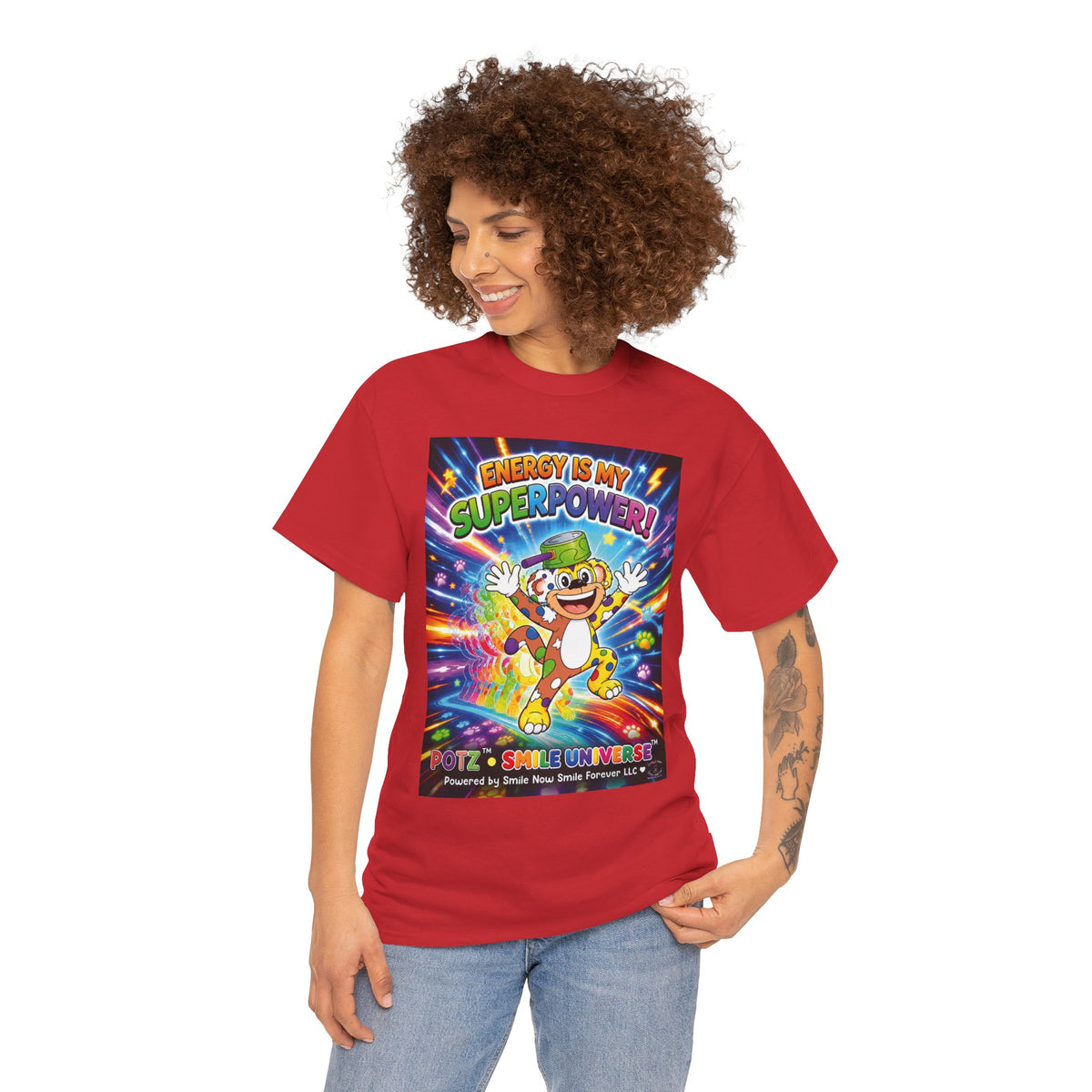 Potz™ Unisex Heavy Cotton™ Tee – "Energy is My Superpower!" Graphic Tee | Smile Universe Collection
