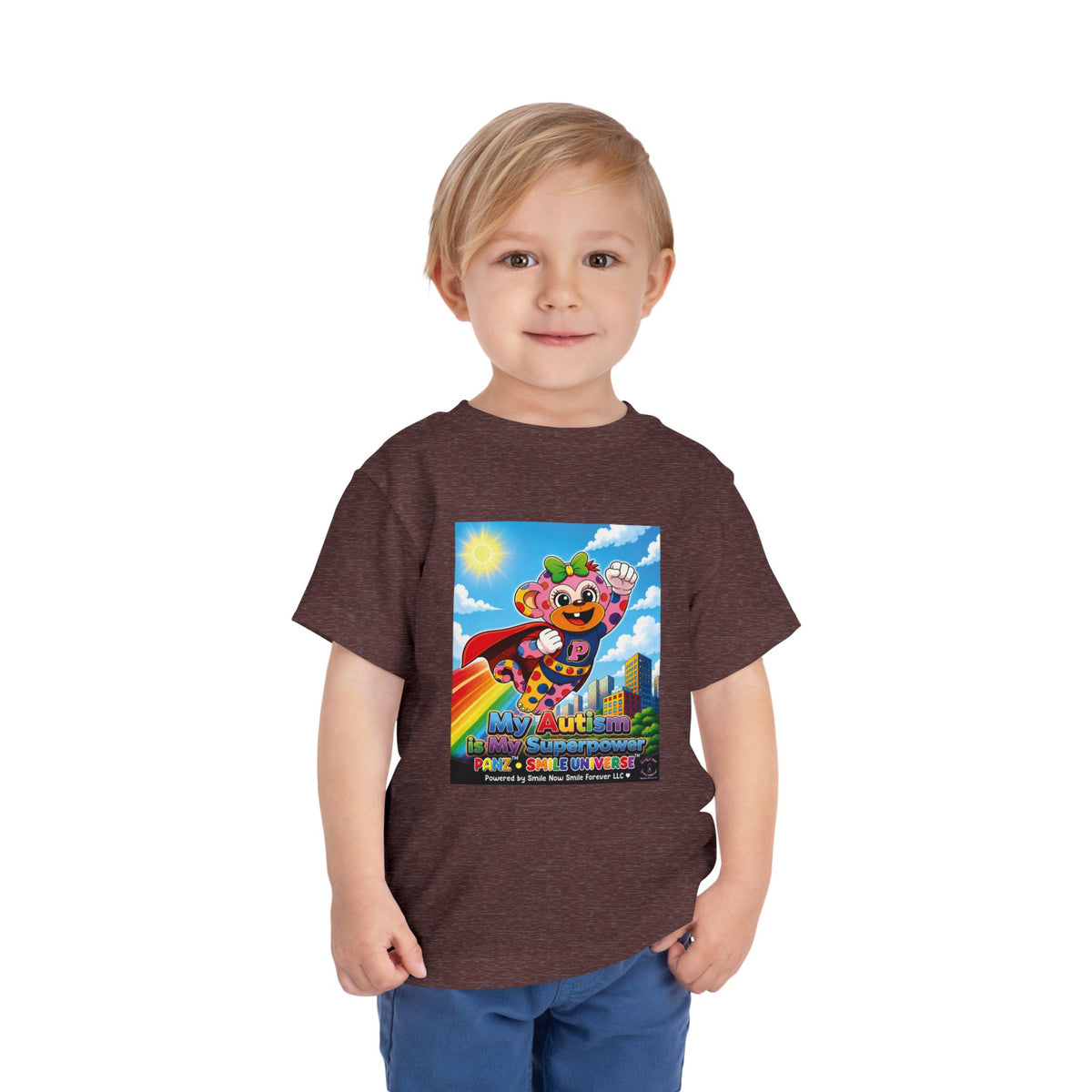 Panz™ Toddler Short Sleeve Tee – "My Autism is My Superpower" Graphic | Smile Universe Collection