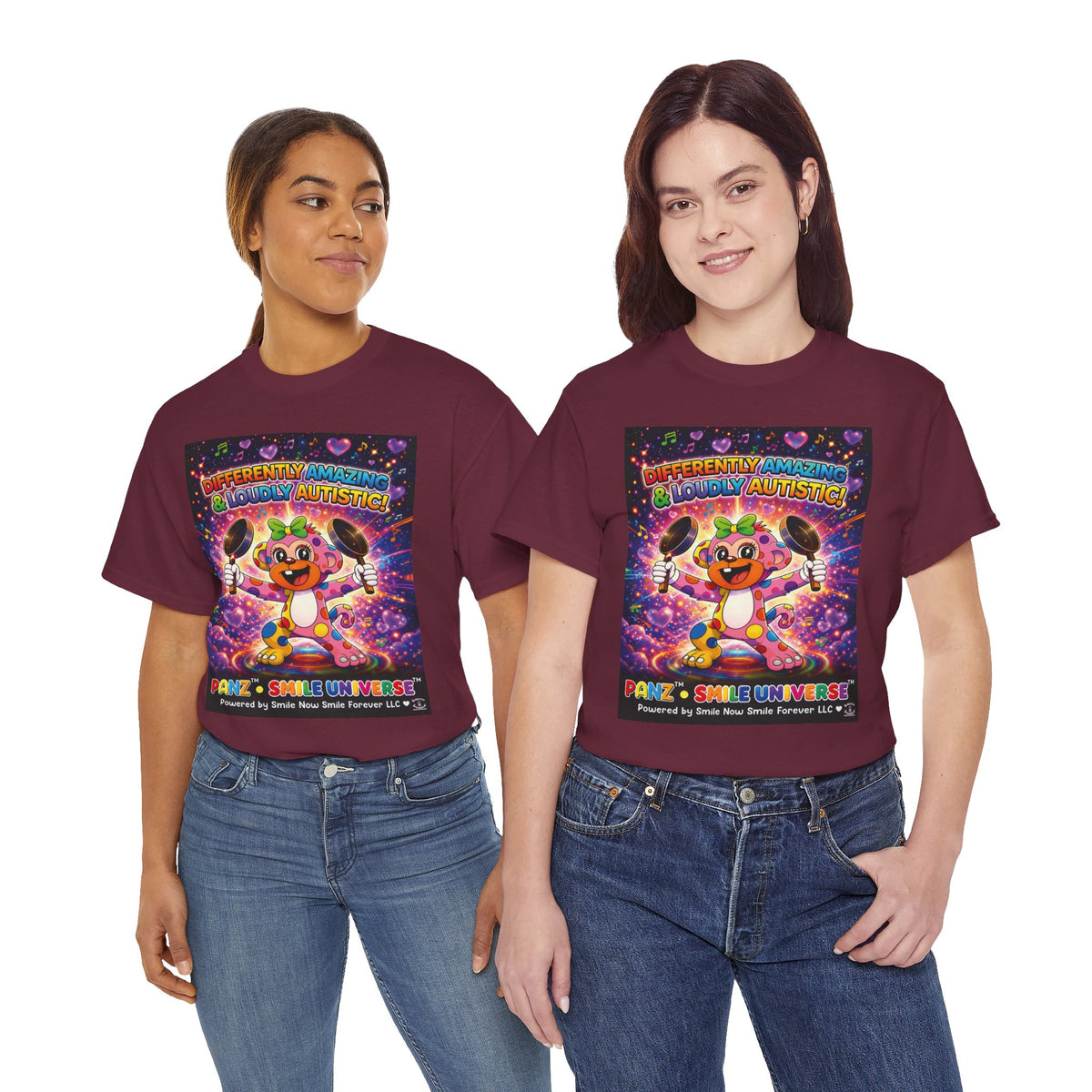 Panz™ Unisex Heavy Cotton™ Tee – "Differently Amazing & Loudly Autistic!" Graphic | Smile Universe Collection