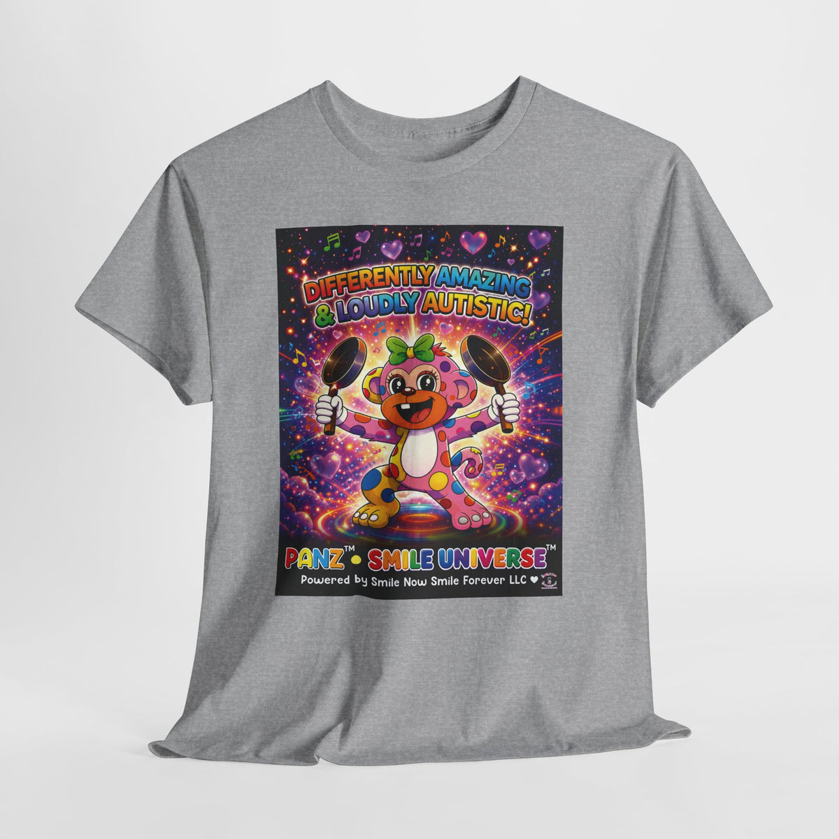 Panz™ Unisex Heavy Cotton™ Tee – "Differently Amazing & Loudly Autistic!" Graphic | Smile Universe Collection