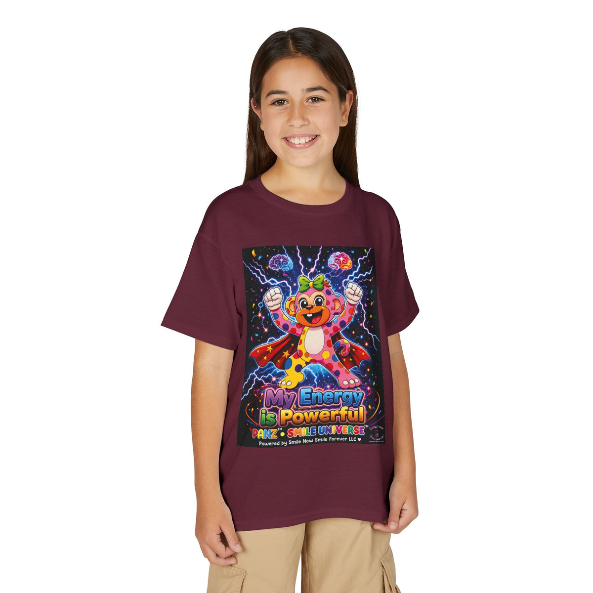 Panz™ Youth DryBlend® T-Shirt – "My Energy is Powerful" Graphic Tee | Smile Universe Collection
