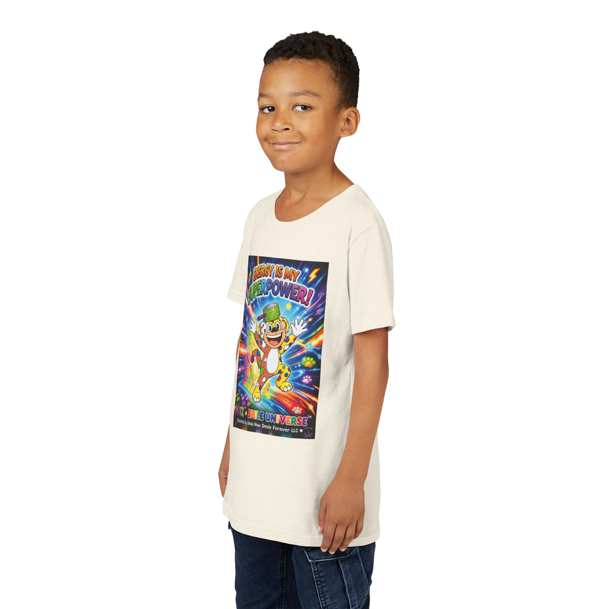 Potz™ Youth Short Sleeve Tee – "Energy is My Superpower!" Graphic Tee | Smile Universe Collection