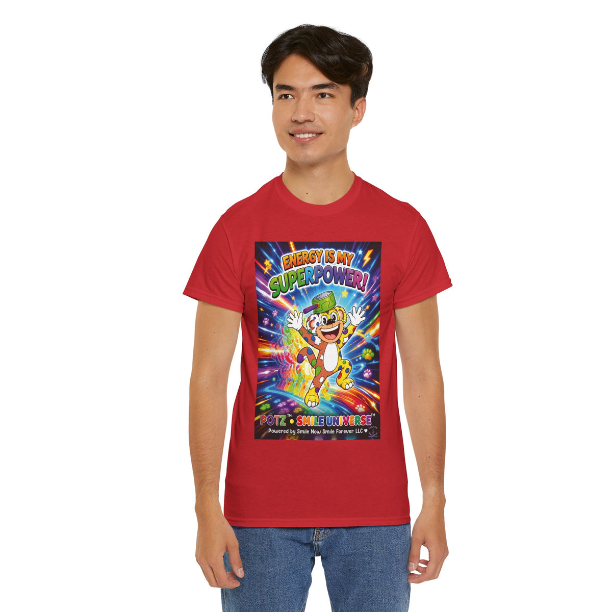 Potz™ Unisex Heavy Cotton™ Tee – "Energy is My Superpower!" Graphic Tee | Smile Universe Collection