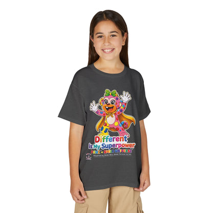 Panz™ Youth DryBlend® T-Shirt – "Different is My Superpower" Graphic | Smile Universe Collection