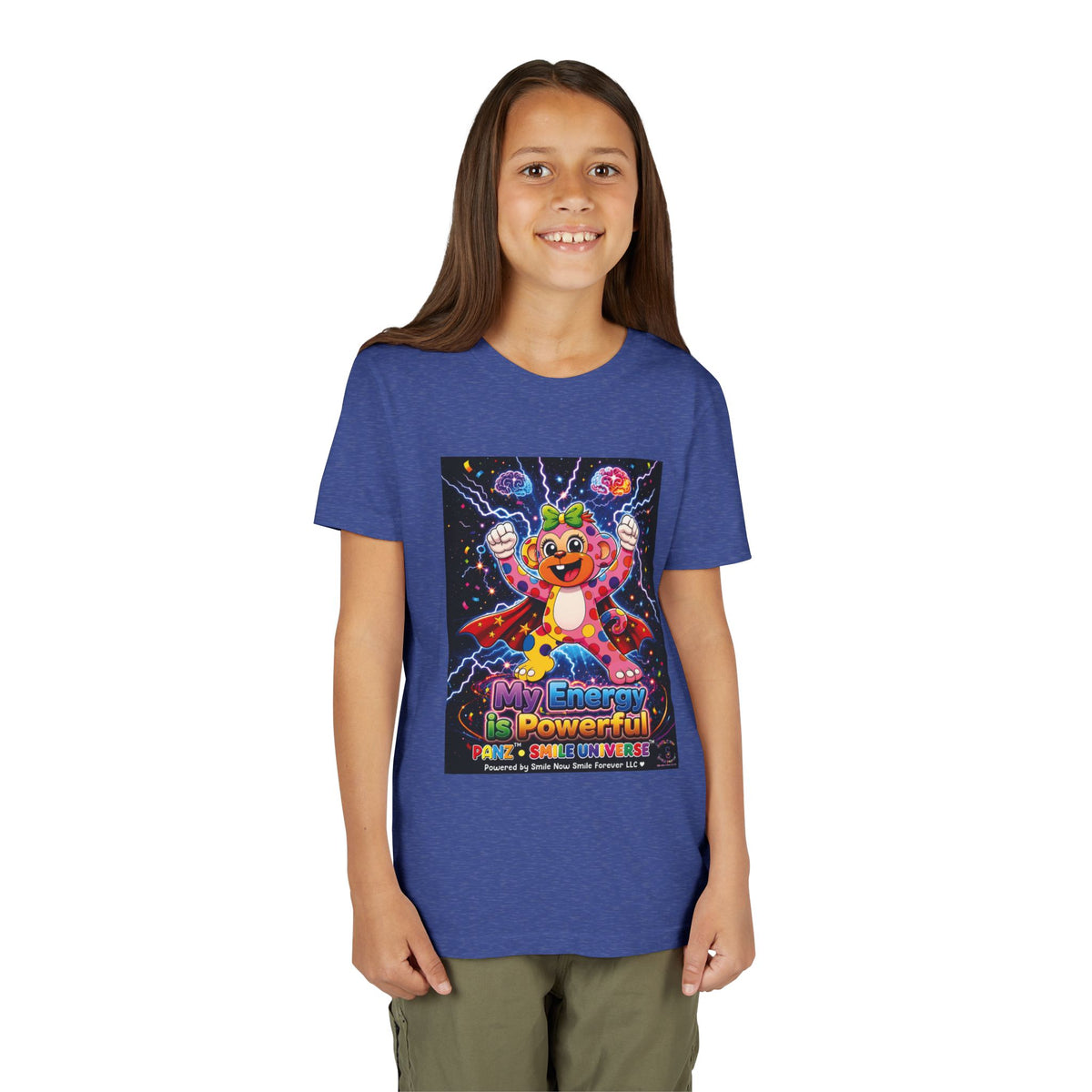 Panz™ Youth Short Sleeve Tee – "My Energy is Powerful" Graphic Tee | Smile Universe Collection