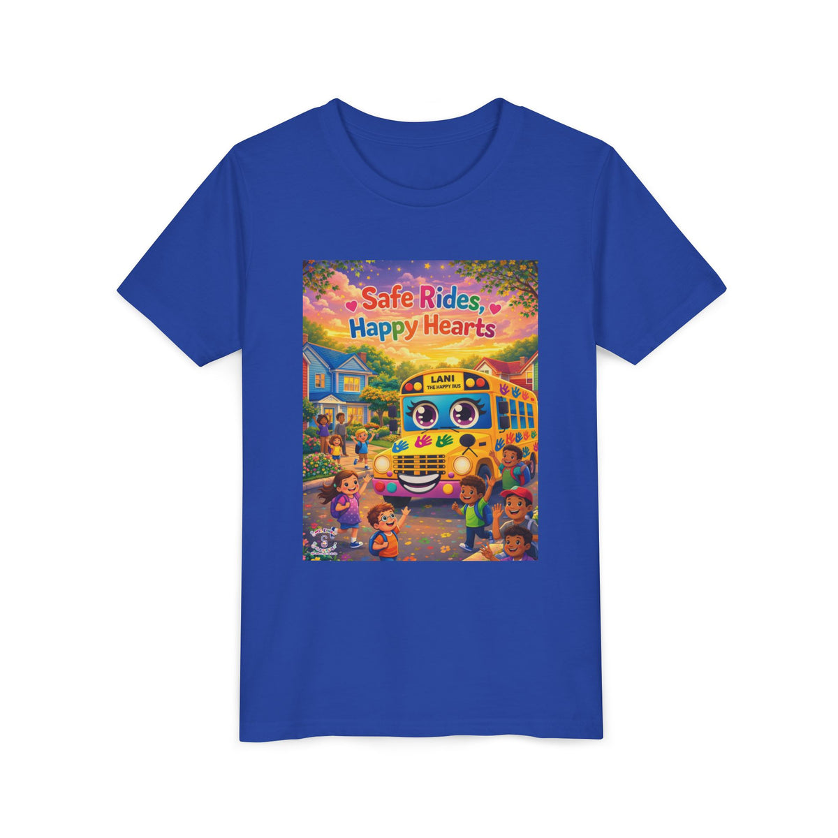 Lani™ Youth Short Sleeve Tee – "Safe Rides, Happy Hearts" Graphic