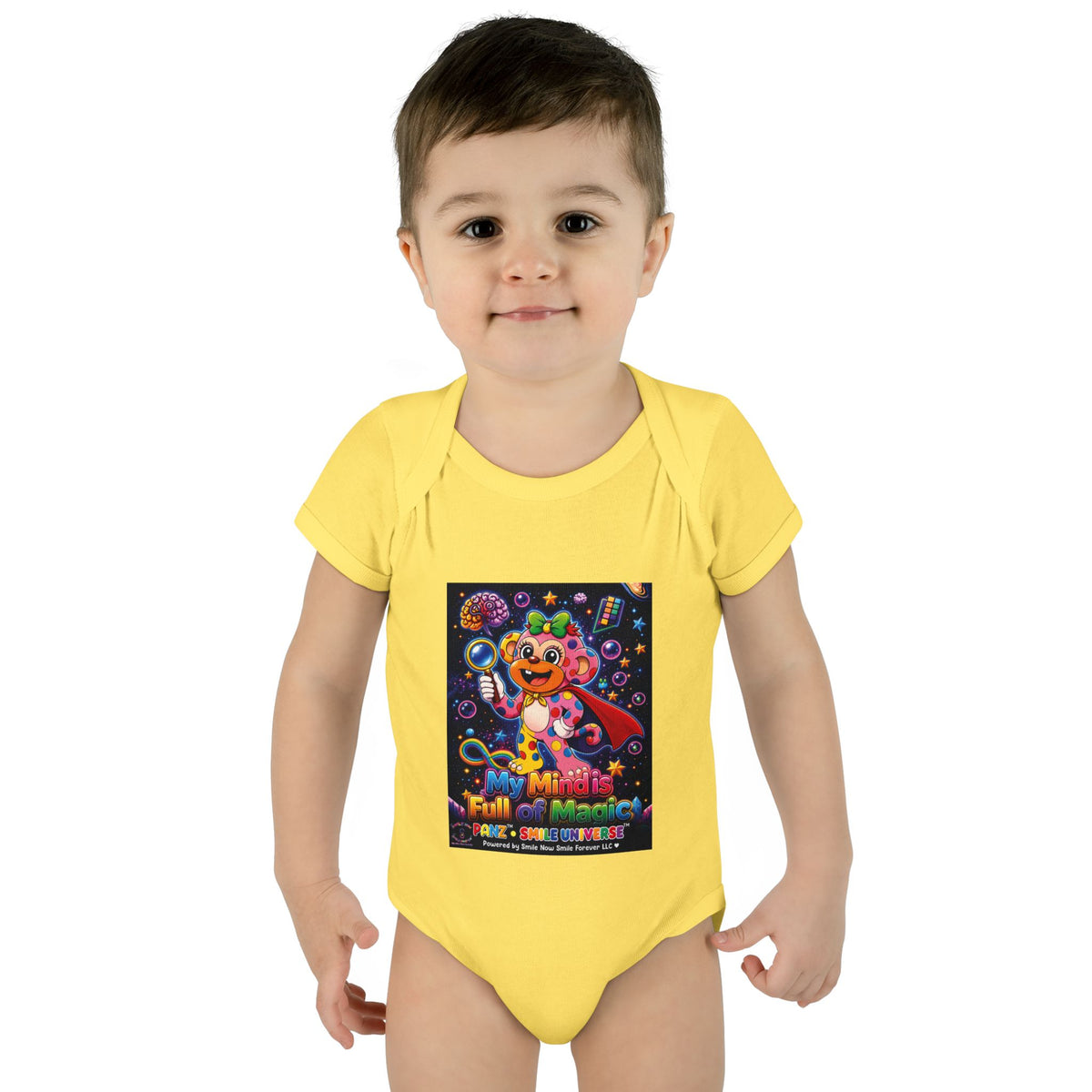 Panz™ Infant Baby Rib Bodysuit – "My Mind is Full of Magic" Graphic | Smile Universe Collection