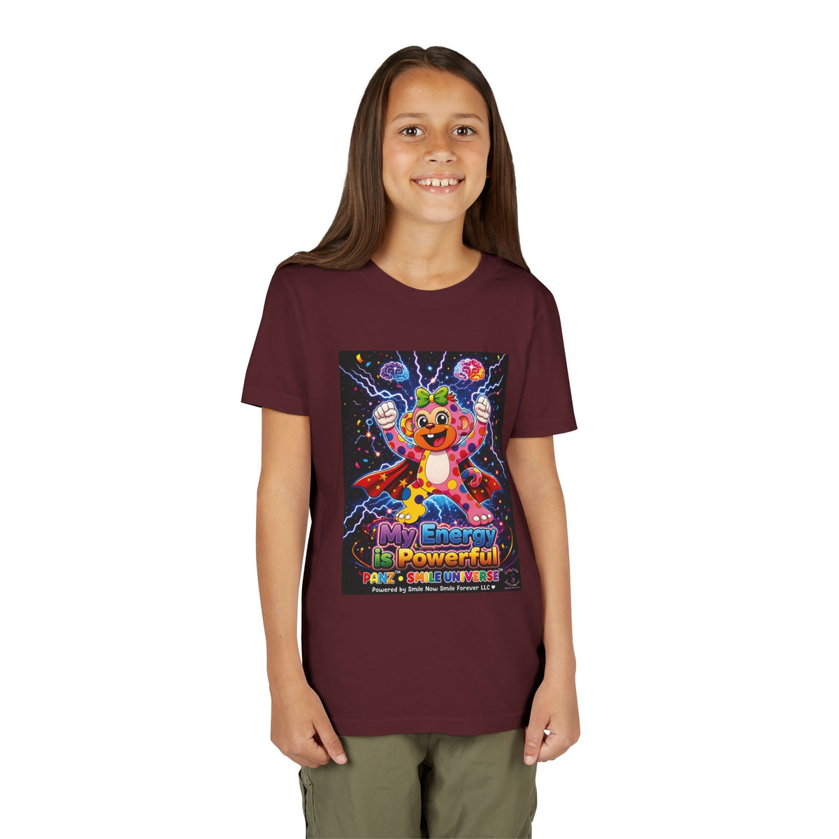 Panz™ Youth Short Sleeve Tee – "My Energy is Powerful" Graphic Tee | Smile Universe Collection
