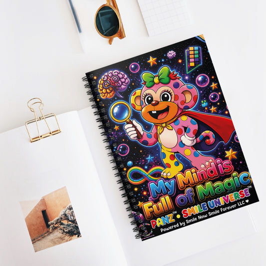 Panz™ Spiral Notebook – Ruled Line | "My Mind is Full of Magic" Graphic | Smile Universe Collection