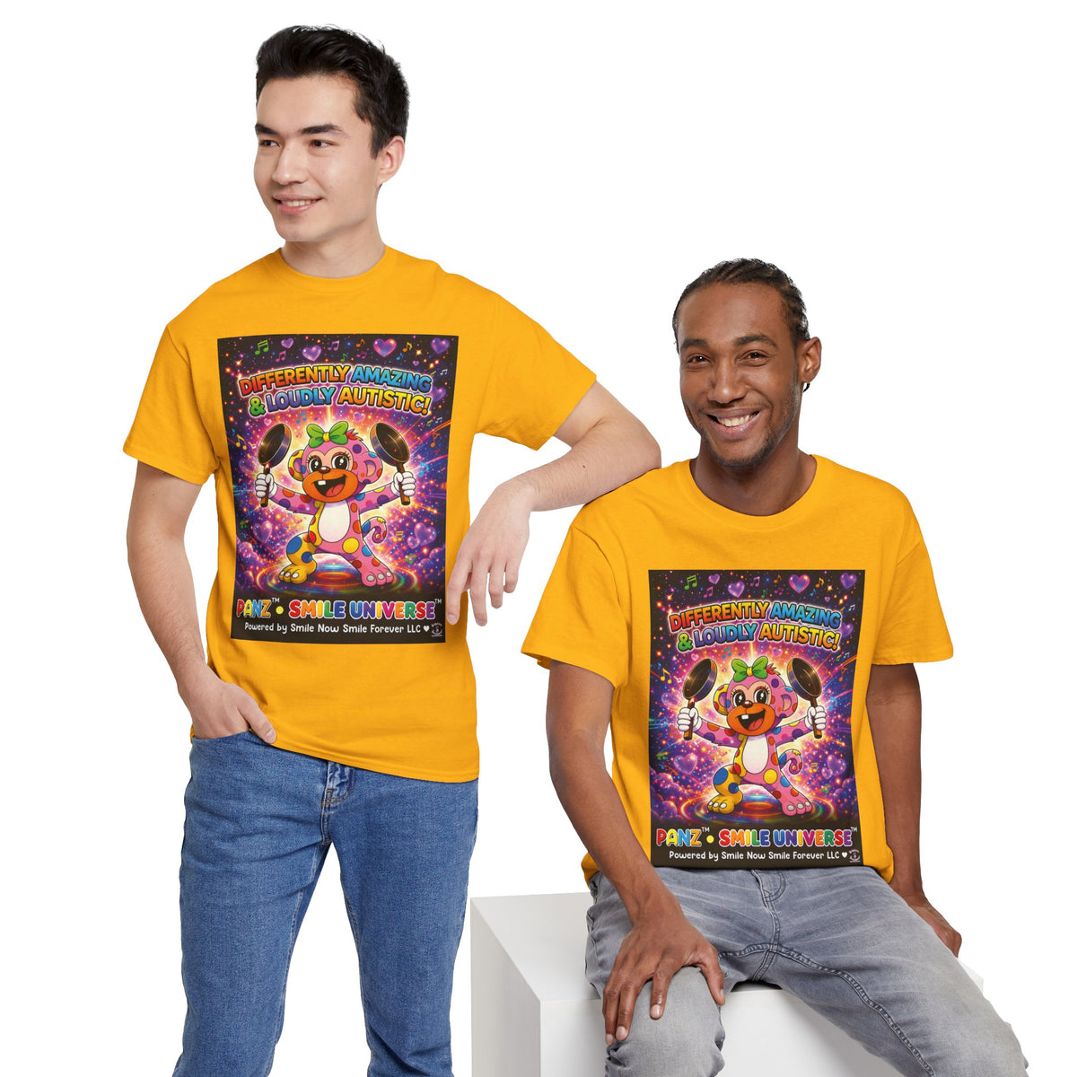 Panz™ Unisex Heavy Cotton™ Tee – "Differently Amazing & Loudly Autistic!" Graphic | Smile Universe Collection