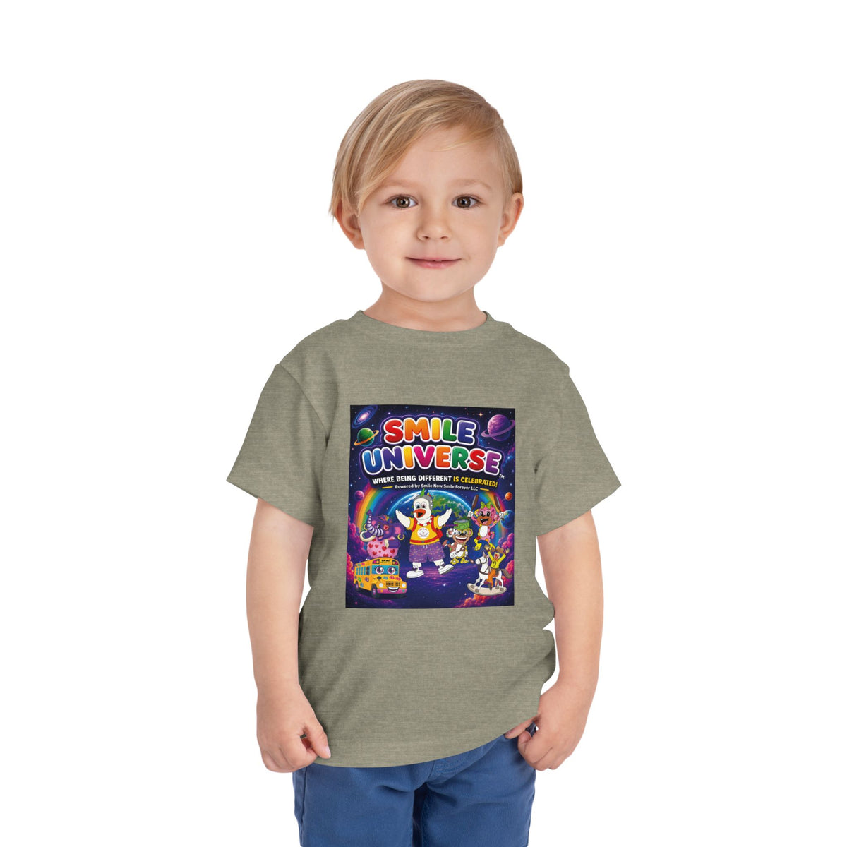 Smile Universe™ Toddler Short Sleeve Tee – "Where Being Different is CELEBRATED!" Graphic