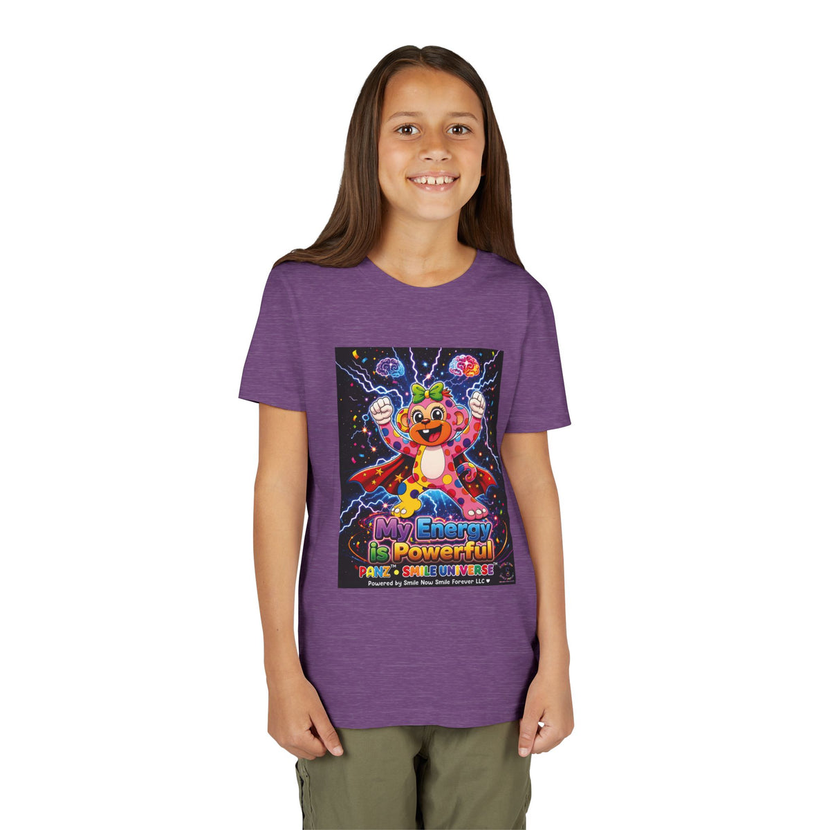 Panz™ Youth Short Sleeve Tee – "My Energy is Powerful" Graphic Tee | Smile Universe Collection