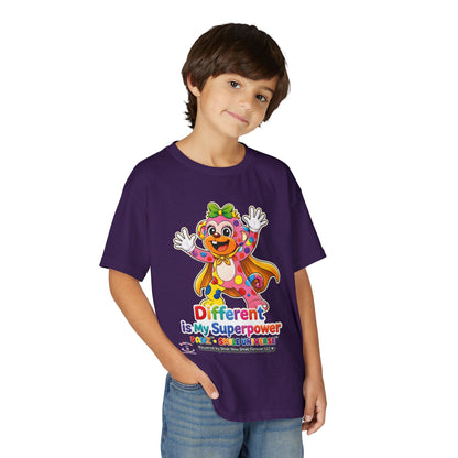 Panz™ Youth DryBlend® T-Shirt – "Different is My Superpower" Graphic | Smile Universe Collection
