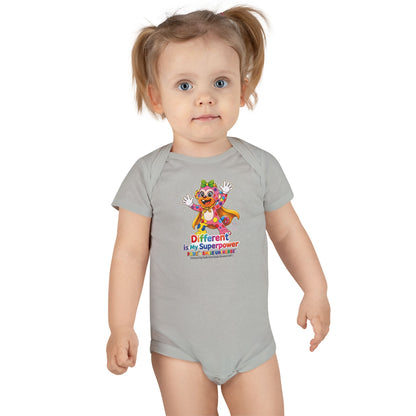Panz™ Baby Short Sleeve Onesie® – "Different is My Superpower" Graphic | Smile Universe Collection