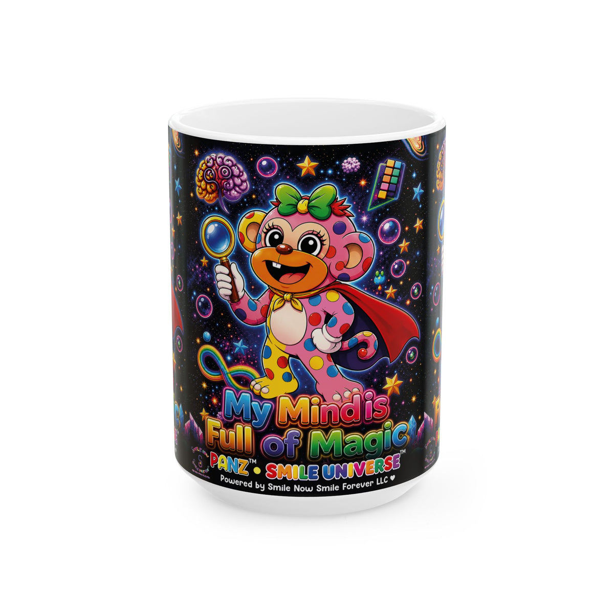 Panz™ Ceramic Mug (11oz & 15oz) – "My Mind is Full of Magic" Graphic | Smile Universe Collection