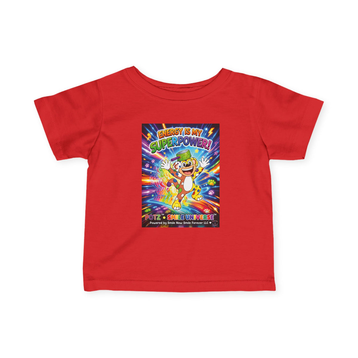 Potz™ Infant Fine Jersey Tee – "Energy is My Superpower!" Graphic Tee | Smile Universe Collection