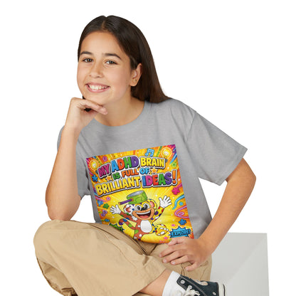 Potz™ Youth DryBlend® T-Shirt – "My ADHD Brain is Full of Brilliant Ideas!" Graphic Tee | Smile Universe Collection