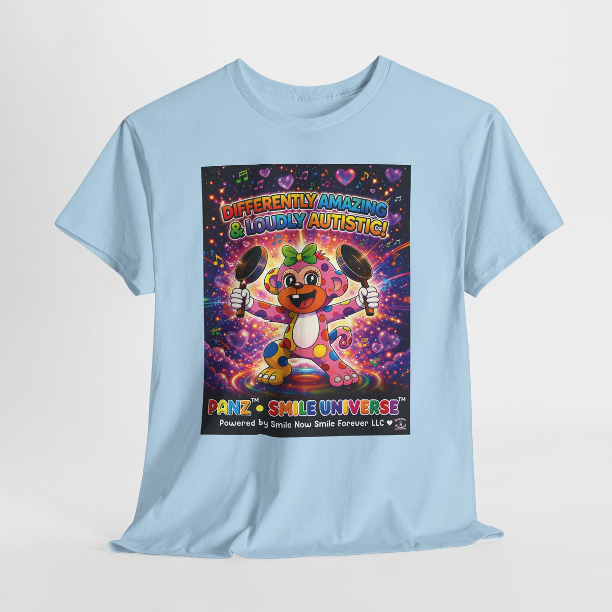 Panz™ Unisex Heavy Cotton™ Tee – "Differently Amazing & Loudly Autistic!" Graphic | Smile Universe Collection
