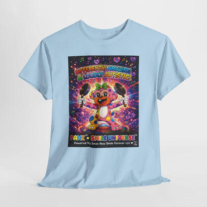 Panz™ Unisex Heavy Cotton™ Tee – "Differently Amazing & Loudly Autistic!" Graphic | Smile Universe Collection