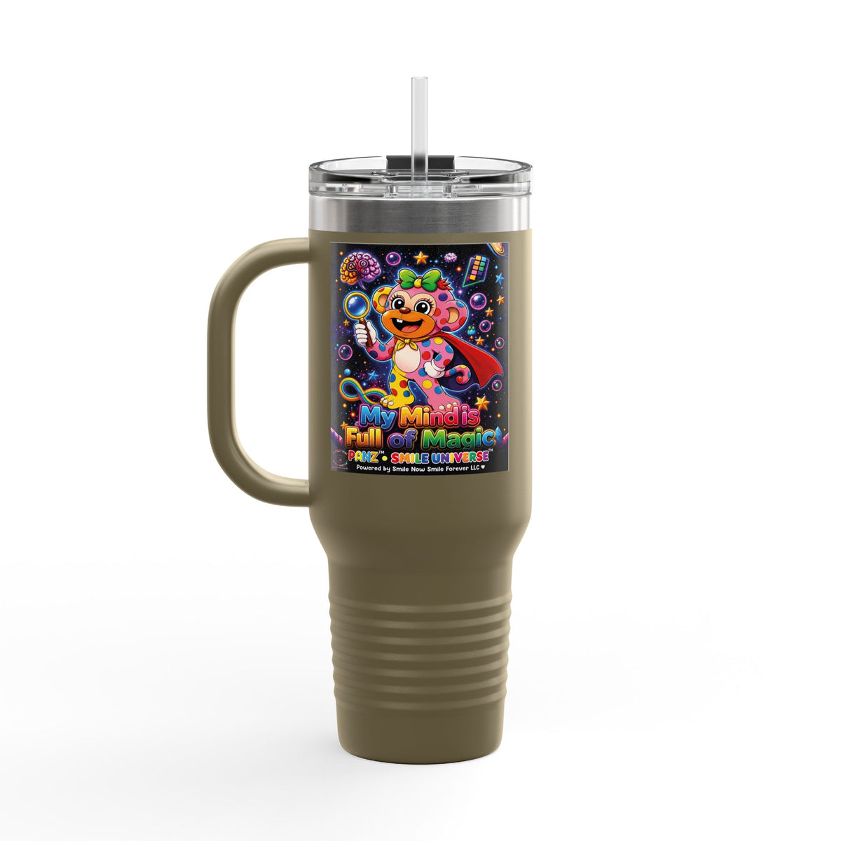 Panz™ 40oz Insulated Travel Mug – "My Mind is Full of Magic" Graphic | Smile Universe Collection