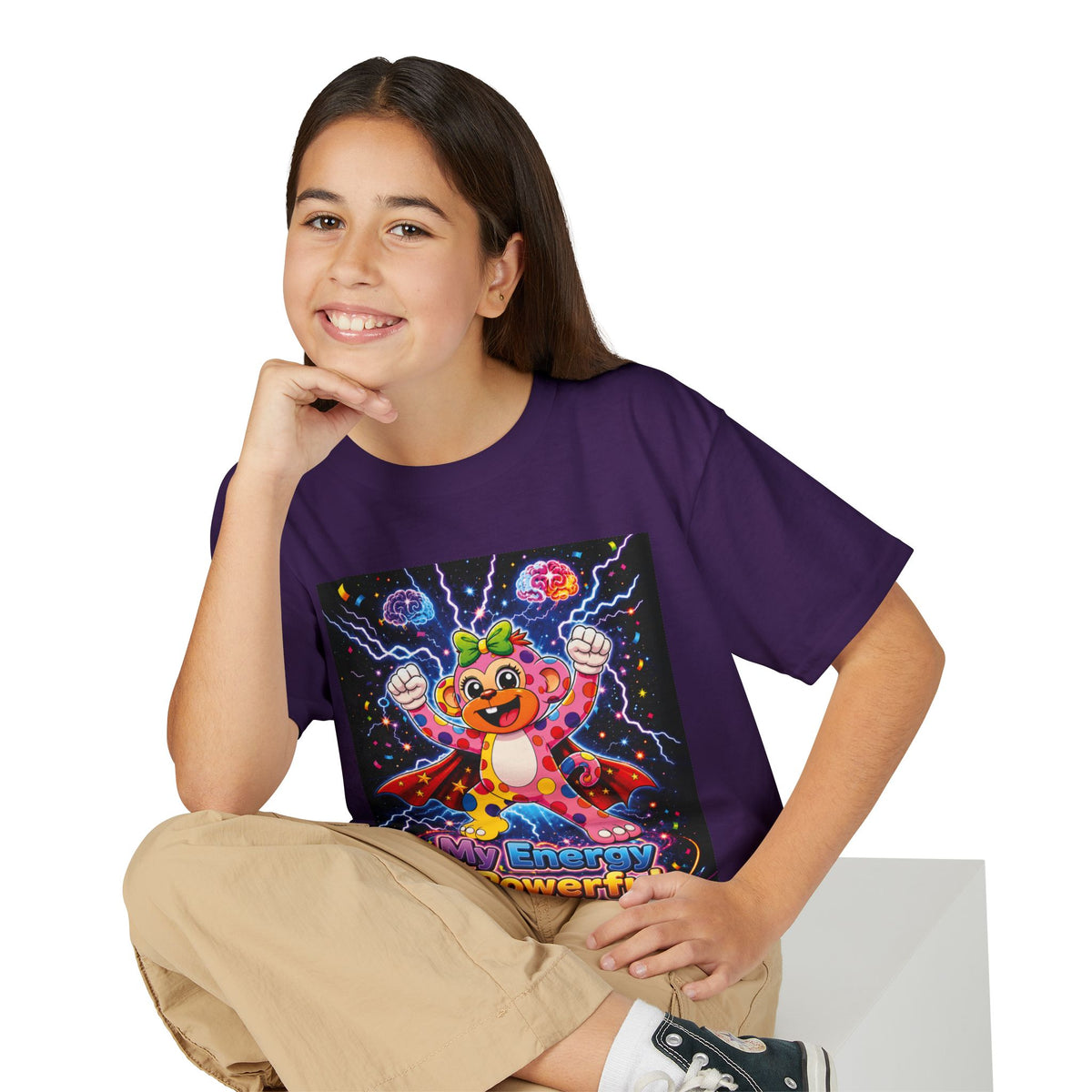 Panz™ Youth DryBlend® T-Shirt – "My Energy is Powerful" Graphic Tee | Smile Universe Collection