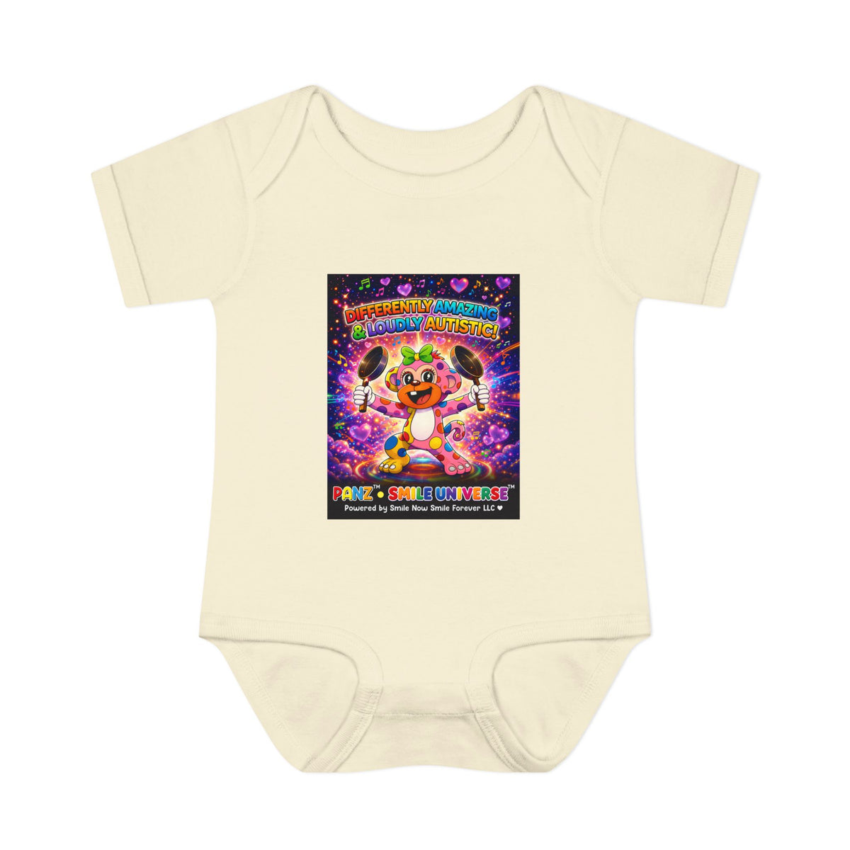 Panz™ Infant Baby Rib Bodysuit – "Differently Amazing & Loudly Autistic!" Graphic | Smile Universe Collection