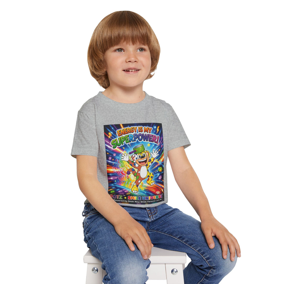 Potz™ Heavy Cotton™ Toddler T-Shirt – "Energy is My Superpower!" Graphic Tee | Smile Universe Collection