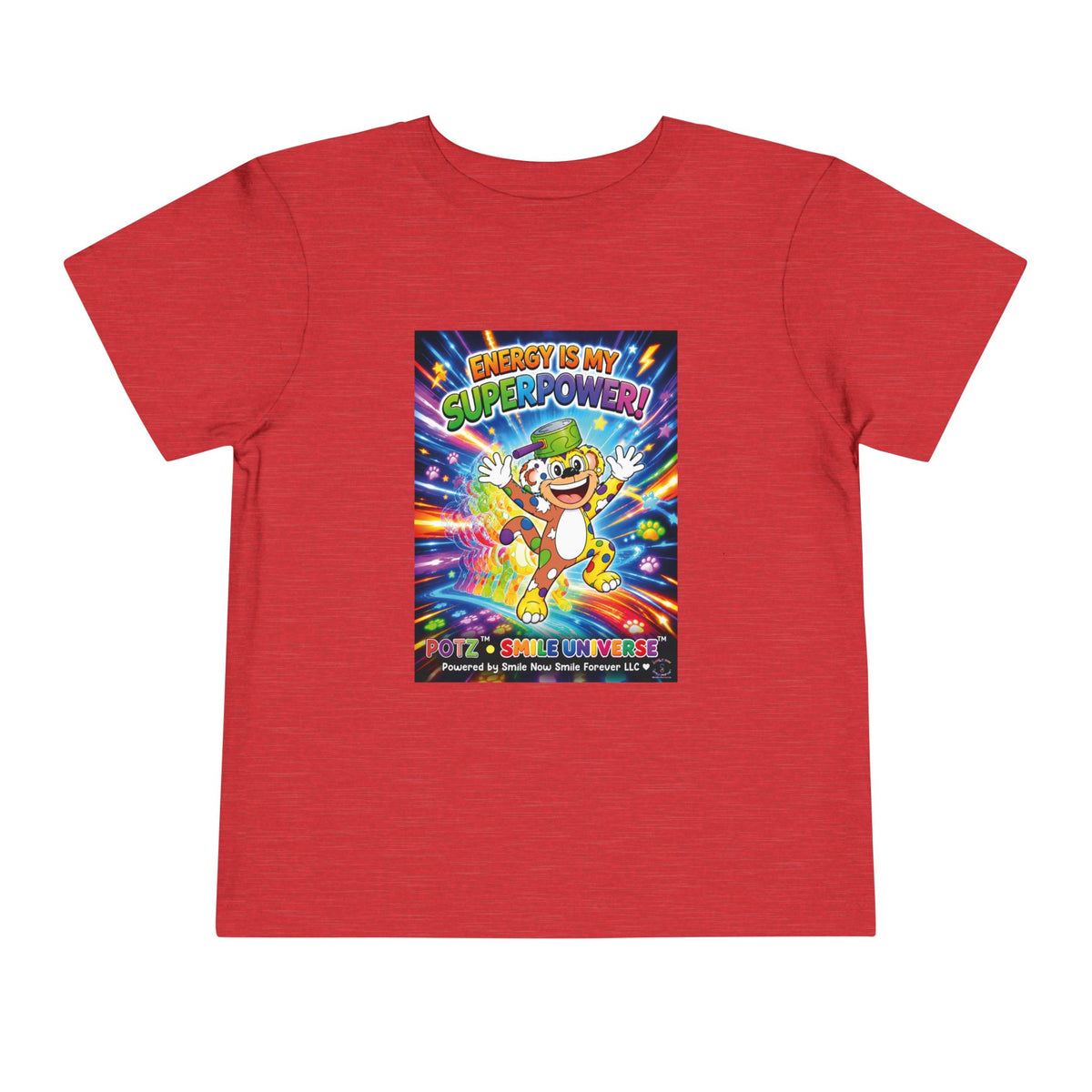 Potz™ Toddler Short Sleeve Tee – "Energy is My Superpower!" Graphic Tee | Smile Universe Collection