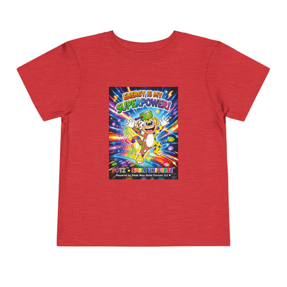 Potz™ Toddler Short Sleeve Tee – "Energy is My Superpower!" Graphic Tee | Smile Universe Collection