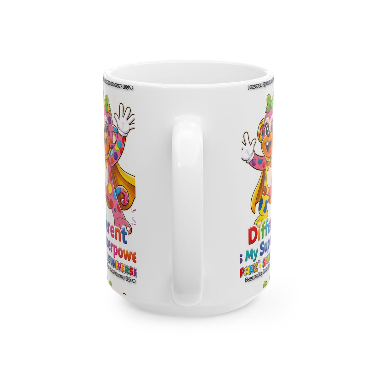 Panz™ Ceramic Mug (11oz & 15oz) – "Different is My Superpower" Graphic | Smile Universe Collection