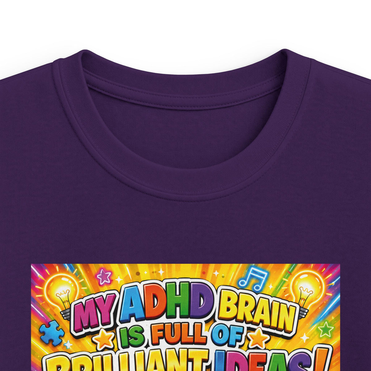 Potz™ Kids Softstyle Tee – "My ADHD Brain is Full of Brilliant Ideas!" Graphic Tee | Smile Universe Collection