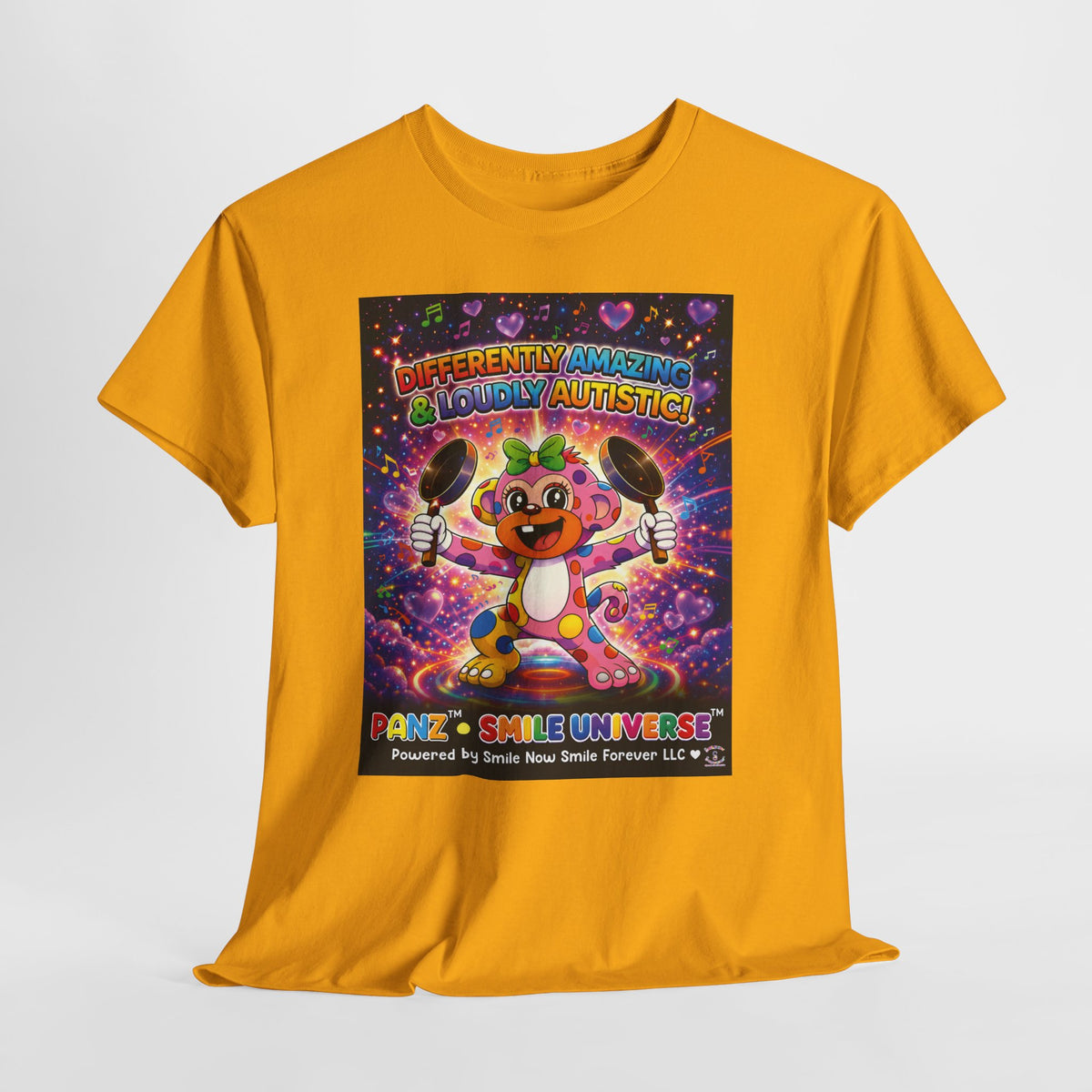 Panz™ Unisex Heavy Cotton™ Tee – "Differently Amazing & Loudly Autistic!" Graphic | Smile Universe Collection