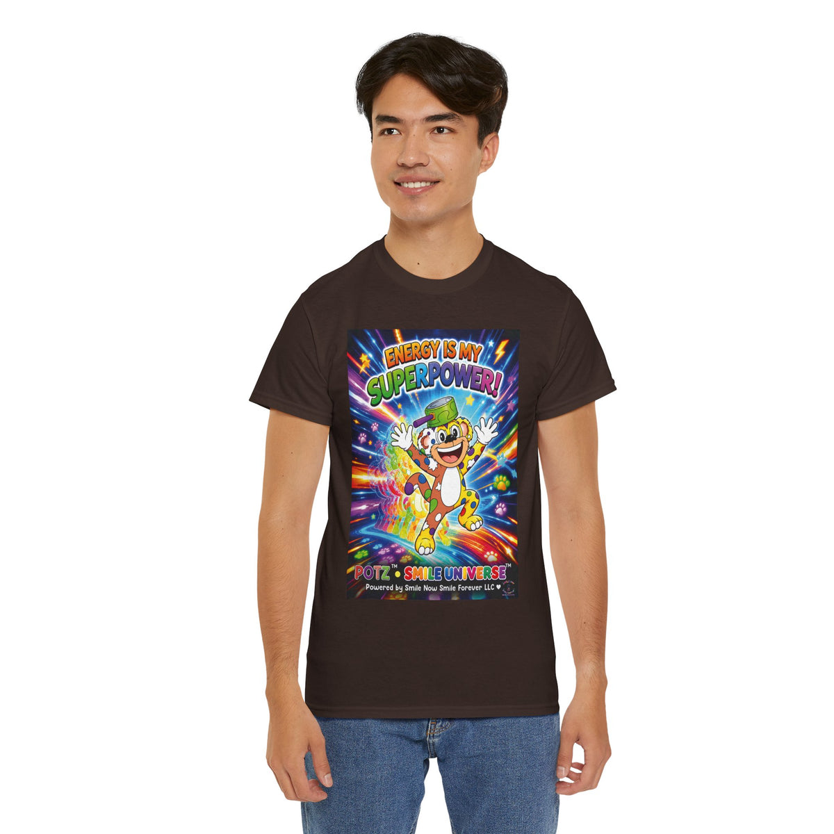 Potz™ Unisex Heavy Cotton™ Tee – "Energy is My Superpower!" Graphic Tee | Smile Universe Collection