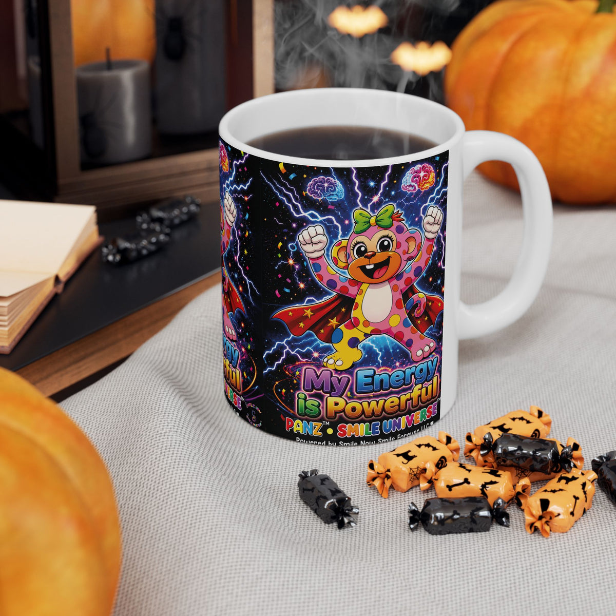 Panz™ Ceramic Mug – "My Energy is Powerful" Graphic Coffee Mug | Smile Universe Collection