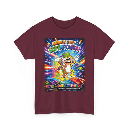 Potz™ Unisex Heavy Cotton™ Tee – "Energy is My Superpower!" Graphic Tee | Smile Universe Collection