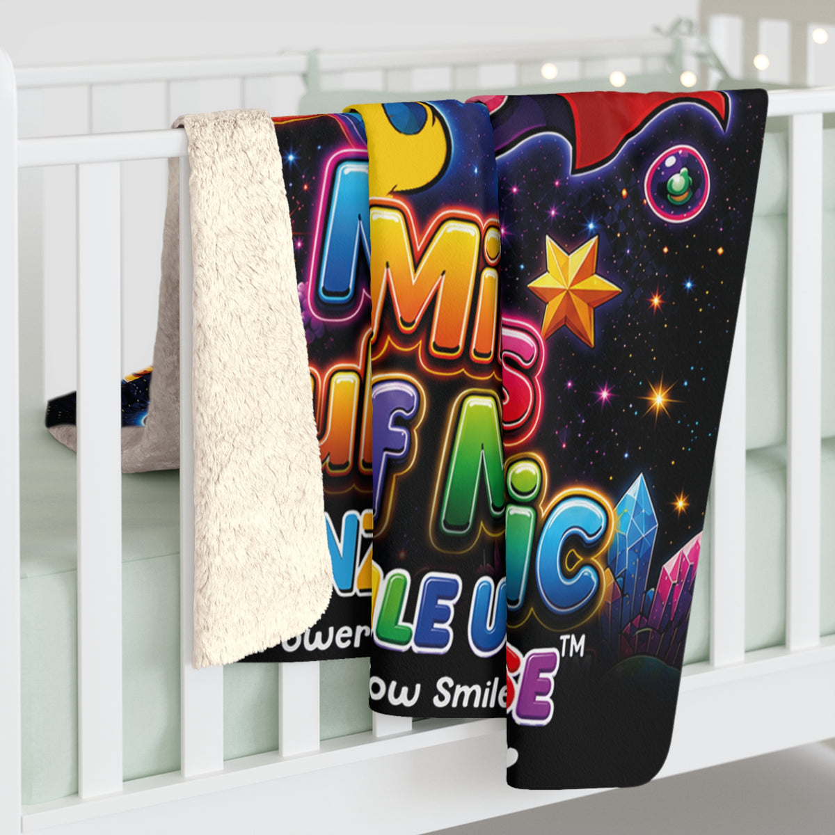 Panz™ Sherpa Fleece Blanket – "My Mind is Full of Magic" Graphic | Smile Universe Collection
