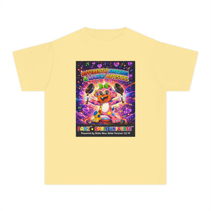 Panz™ Youth Midweight Tee – "Differently Amazing & Loudly Autistic!" Graphic | Smile Universe Collection