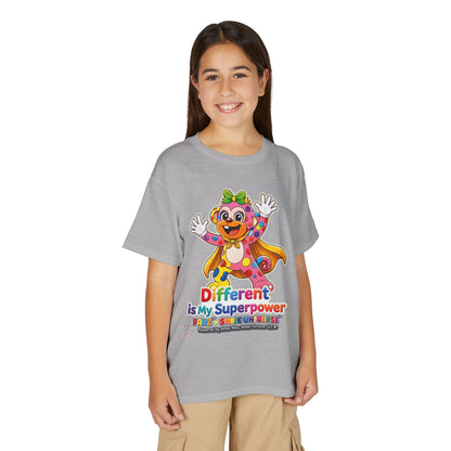 Panz™ Youth DryBlend® T-Shirt – "Different is My Superpower" Graphic | Smile Universe Collection