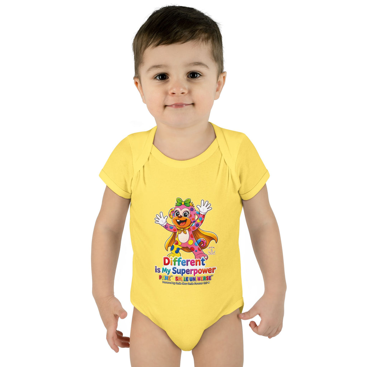 Panz™ Infant Baby Rib Bodysuit – "Different is My Superpower" Graphic | Smile Universe Collection