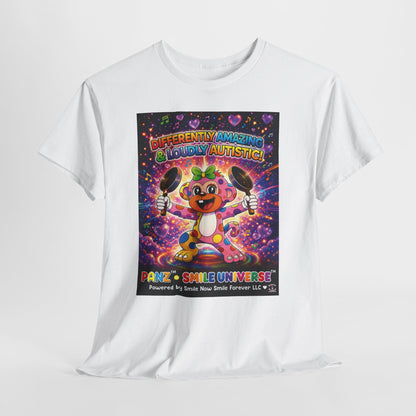 Panz™ Unisex Heavy Cotton™ Tee – "Differently Amazing & Loudly Autistic!" Graphic | Smile Universe Collection