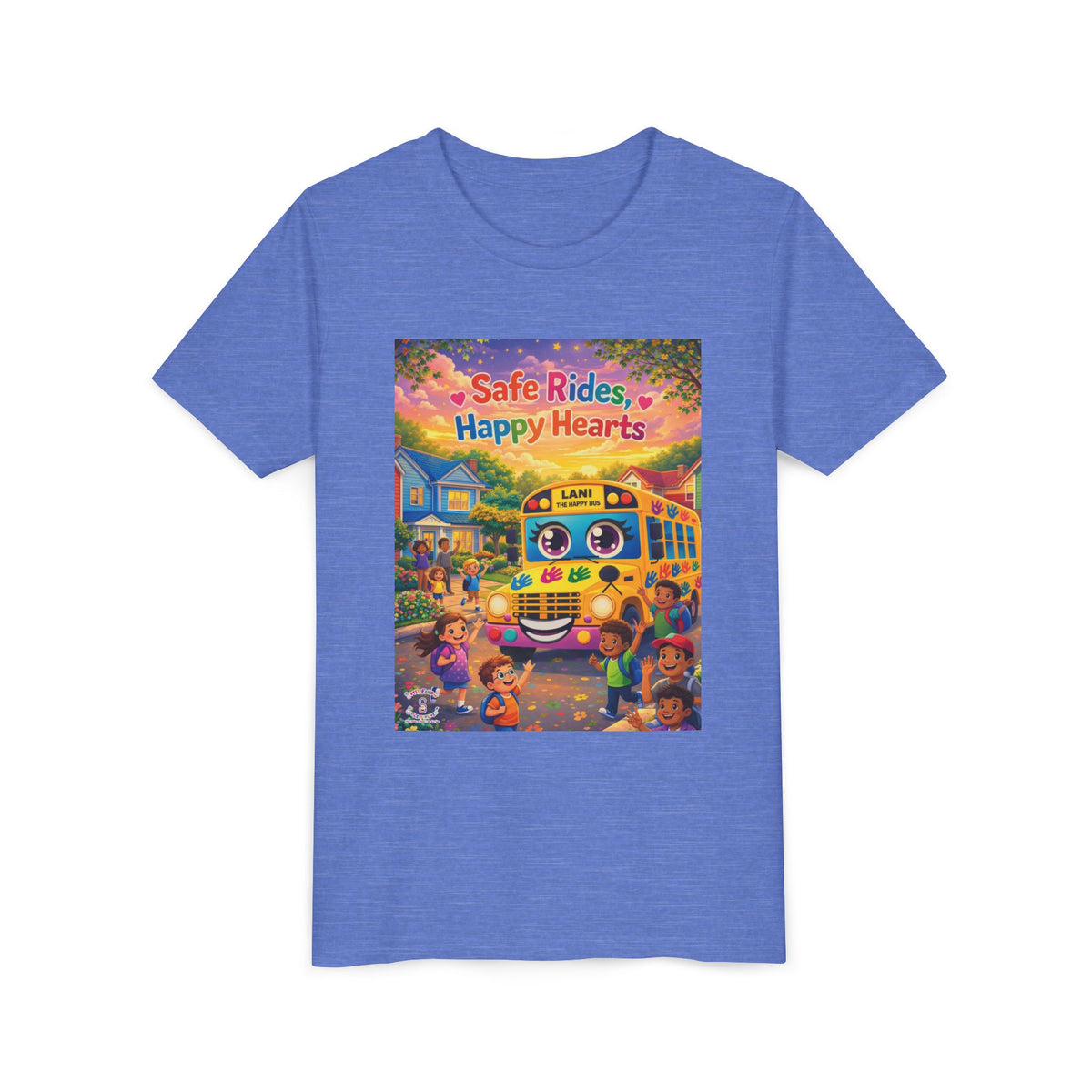 Lani™ Youth Short Sleeve Tee – "Safe Rides, Happy Hearts" Graphic