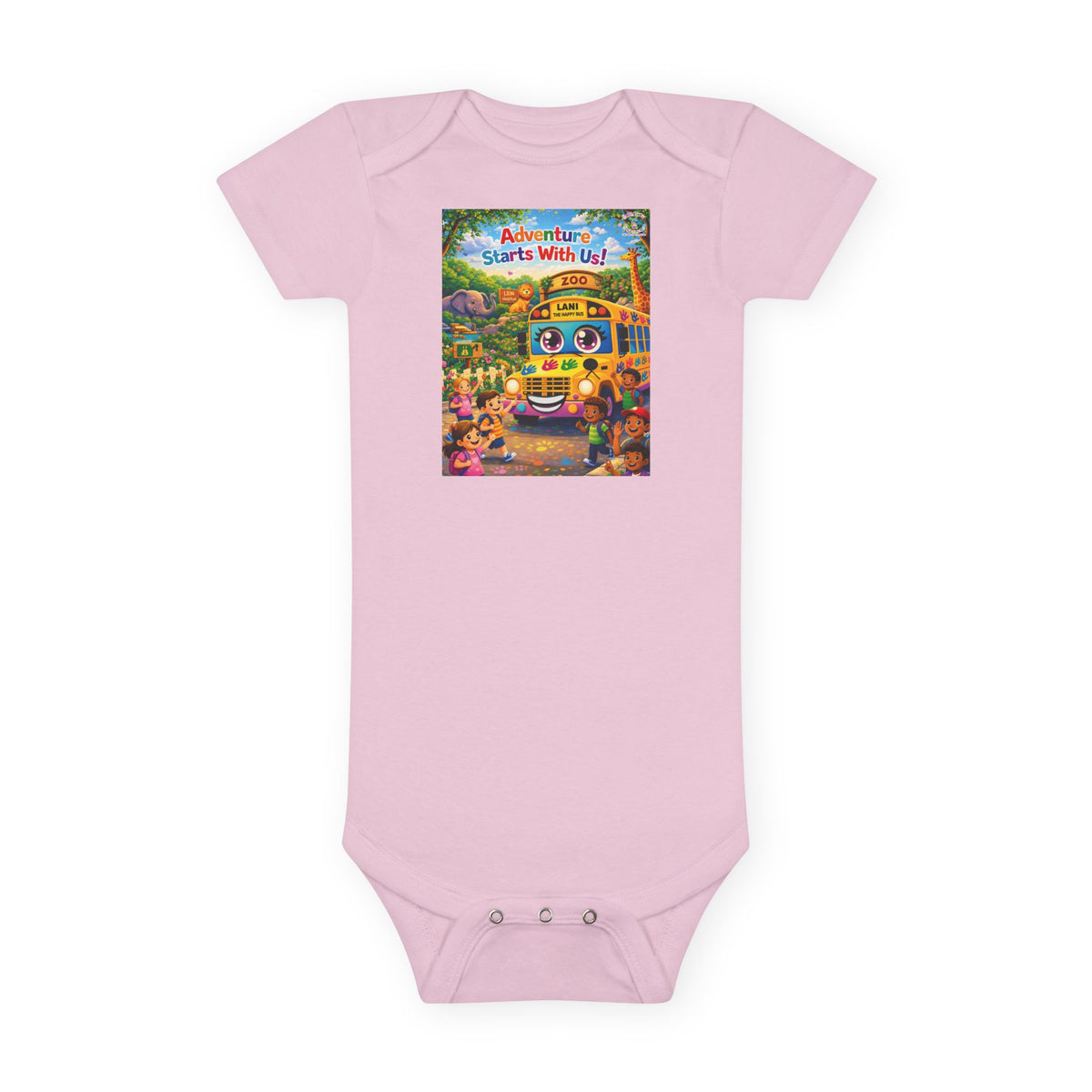 Lani™ Baby Short Sleeve Onesie® – "Adventure Starts With Us!" Graphic